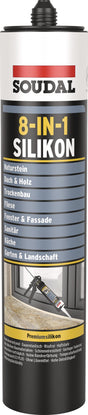 SOUDAL Silikondichtstoff Premium 8-in-1 transparent 300 ml Kartusche – 12 Stück