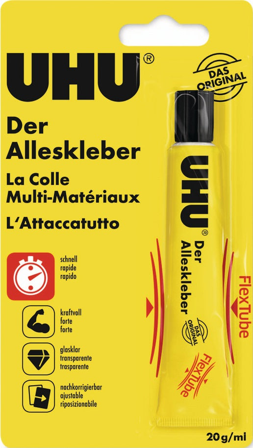 UHU Alleskleber FLEX+CLEAN transparent 20g Kunststofftube – 10 Stück