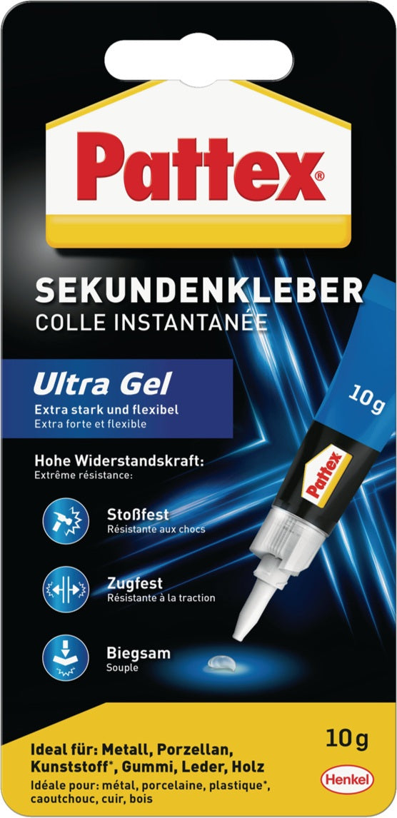 PATTEX Sekundenkleber Ultra Gel 10g farblos Tube – 12 Stück