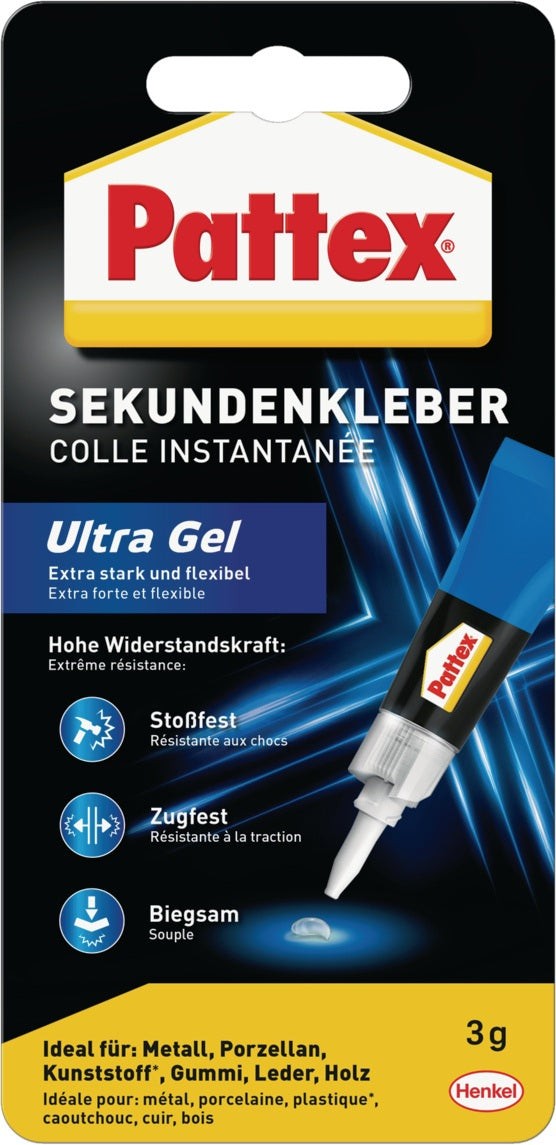 PATTEX Sekundenkleber Ultra Gel 10g farblos Tube – 12 Stück