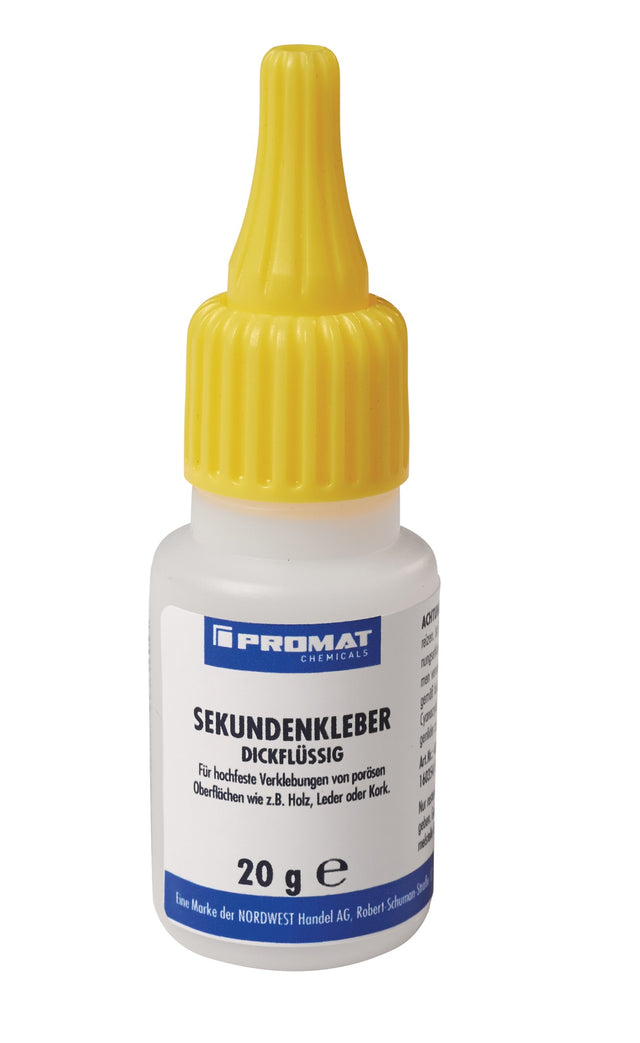 Sekundenkleber dickflüssig 20g farblos Flasche PROMAT CHEMICALS – 10 Stück