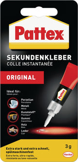 PATTEX Sekundenkleber Classic 3g farblos Tube – wasserfest D3, lösungsmittelfrei
