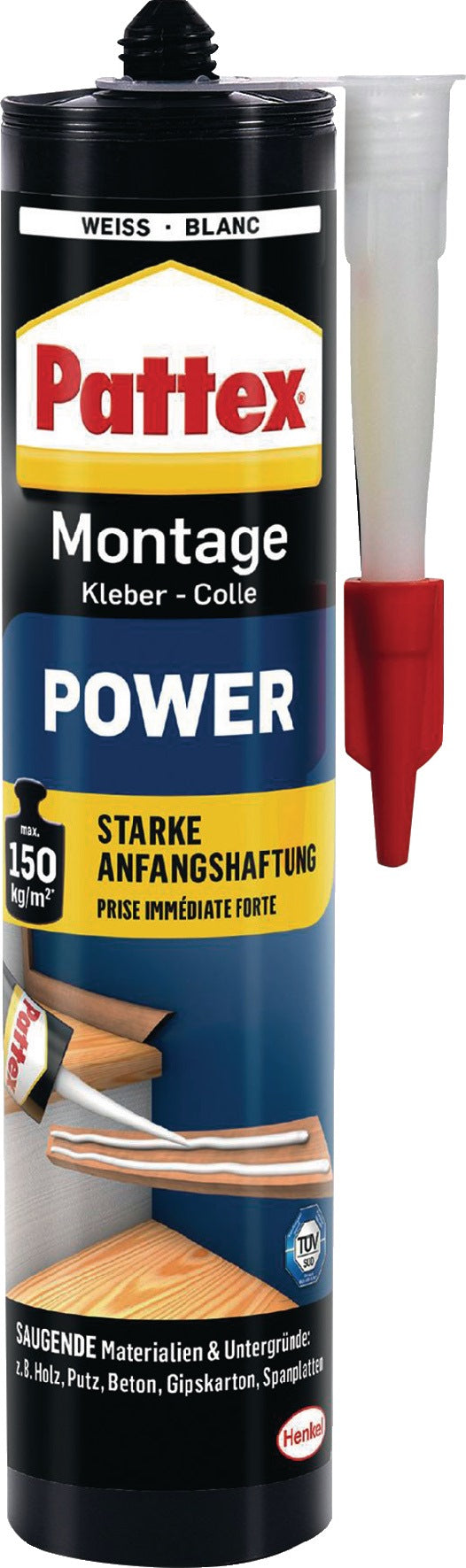 PATTEX Montagekleber POWER weiß 370g Kartusche – 12 Stück