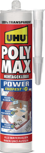 UHU POLY MAX POWER Transparent 300 g Kartusche – Hybrid-Polymer Kleb- und Dichtstoff