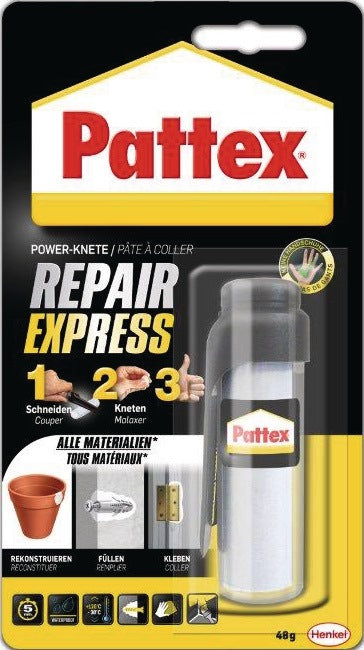 PATTEX Powerknete Repair Express weißlich 48g Stick – 2K-Epoxid-Knete zum Reparieren, Füllen und Modellieren