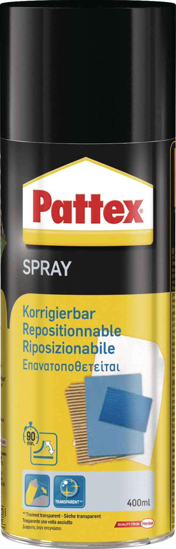 PATTEX Sprühkleber Power Spray 400 ml – 6er-Pack, transparent/leicht beige, bis 90 Min. korrigierbar
