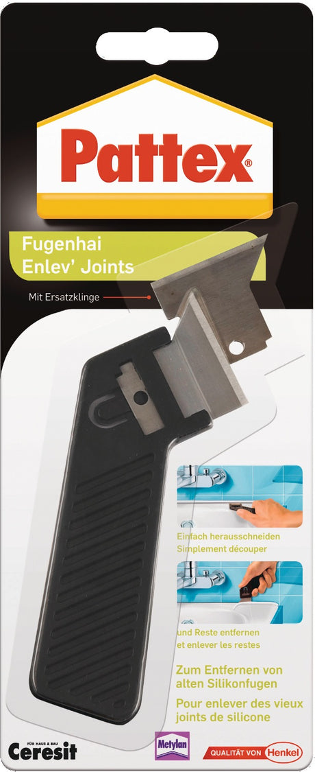 PATTEX Fugenhai Fugenschneider mit Ersatzklinge – Zum Entfernen alter Fugendichtungen, 12er-Pack