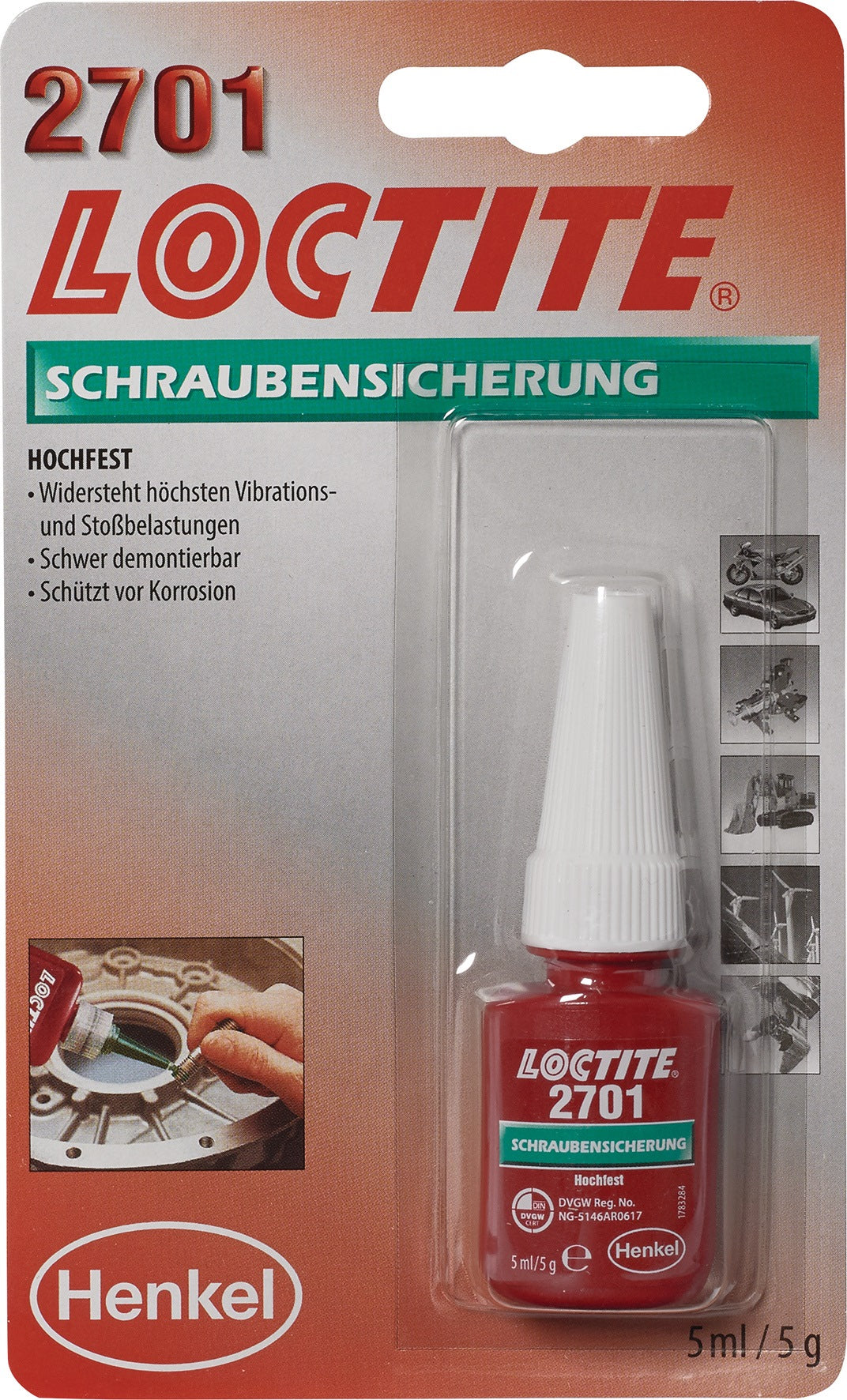 LOCTITE Schraubensicherung 2701, 5 ml Flasche, hochfest, niedrigviskos, grün