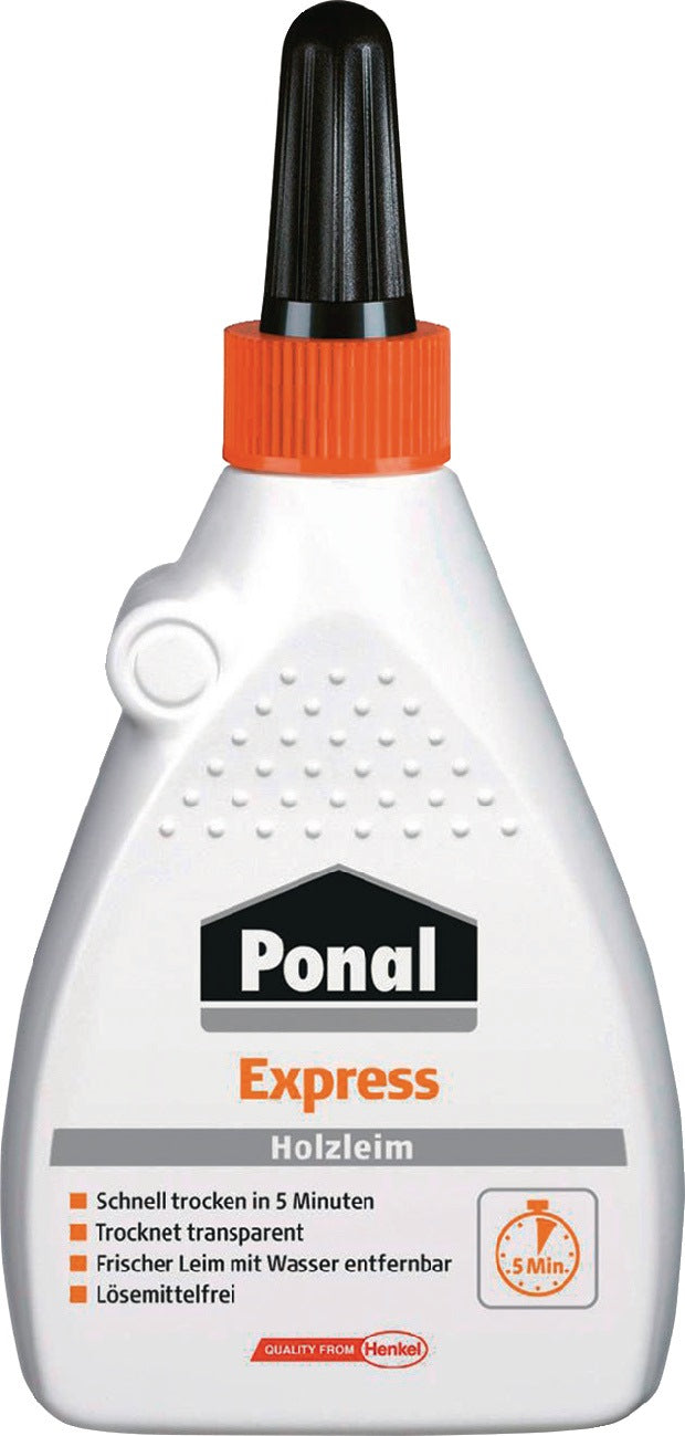 PONAL Holzleim Express 120g Flasche – Schnell abbindender Weißleim EN 204 D1/D2