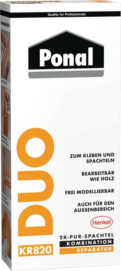 PONAL 2K PUR-Spachtel Duo DIN EN 204 D4 315g – 6er-Pack für Holzreparatur und Kleben