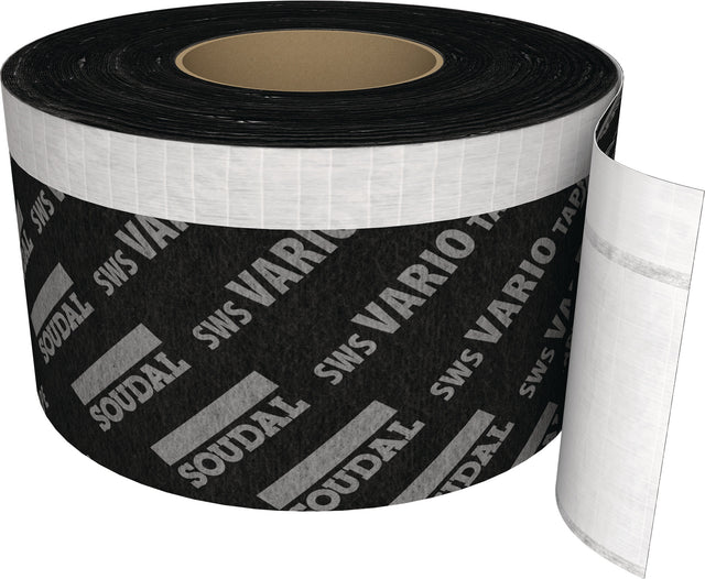 SOUDAL Fensterfolie SWS VARIO EXTRA 70mm x 30m Schwarz – Feuchtigkeitsregulierend, Luft- und Wasserdicht
