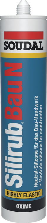 SOUDAL Silirub Bau N Weiß 300 ml Kartusche – Neutralvernetzender Silikondichtstoff für Bau- und Konstruktionsfugen