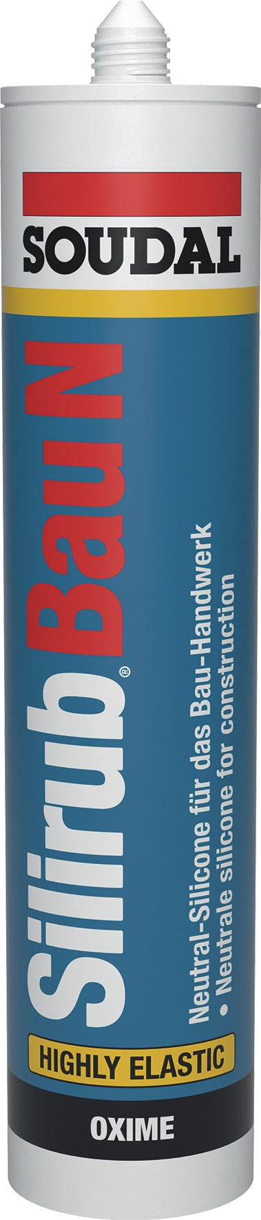 SOUDAL Silirub Bau N Weiß 300 ml Kartusche – Neutralvernetzender Silikondichtstoff für Bau- und Konstruktionsfugen