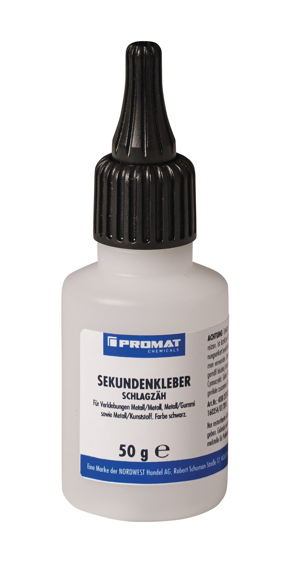 PROMAT CHEMICALS Sekundenkleber schlagzäh 50g schwarz Flasche