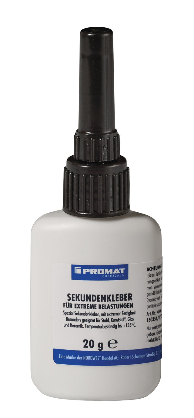 PROMAT CHEMICALS Sekundenkleber für extreme Belastungen 20 g farblos Flasche – 12 Stück