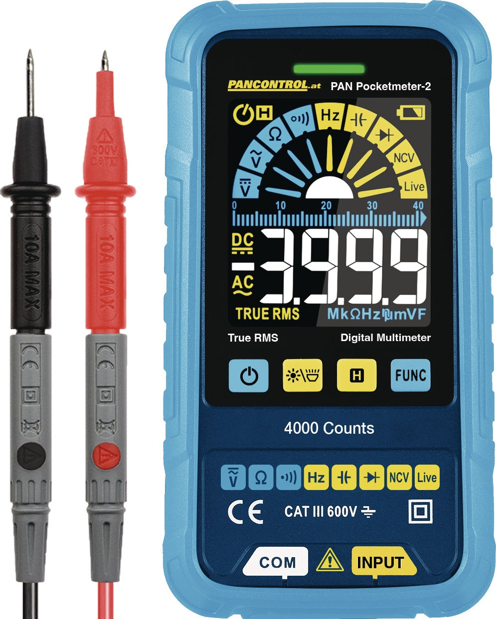 PANCONTROL Digital-Multimeter True RMS 0,1 mV–600 V DC, Farb-LCD, NCV