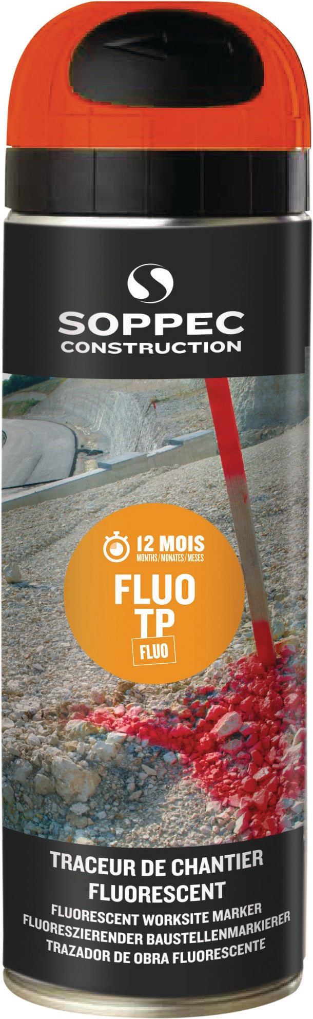 SOPPEC Baustellenmarkierspray FLUO TP neongrün 500 ml – 12er Pack, leuchtstark & präzise