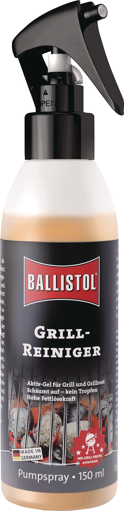 BALLISTOL Grillreiniger 150 ml Sprühflasche – Aktiv-Schaum mit hoher Fettlösekraft, 6er-Pack