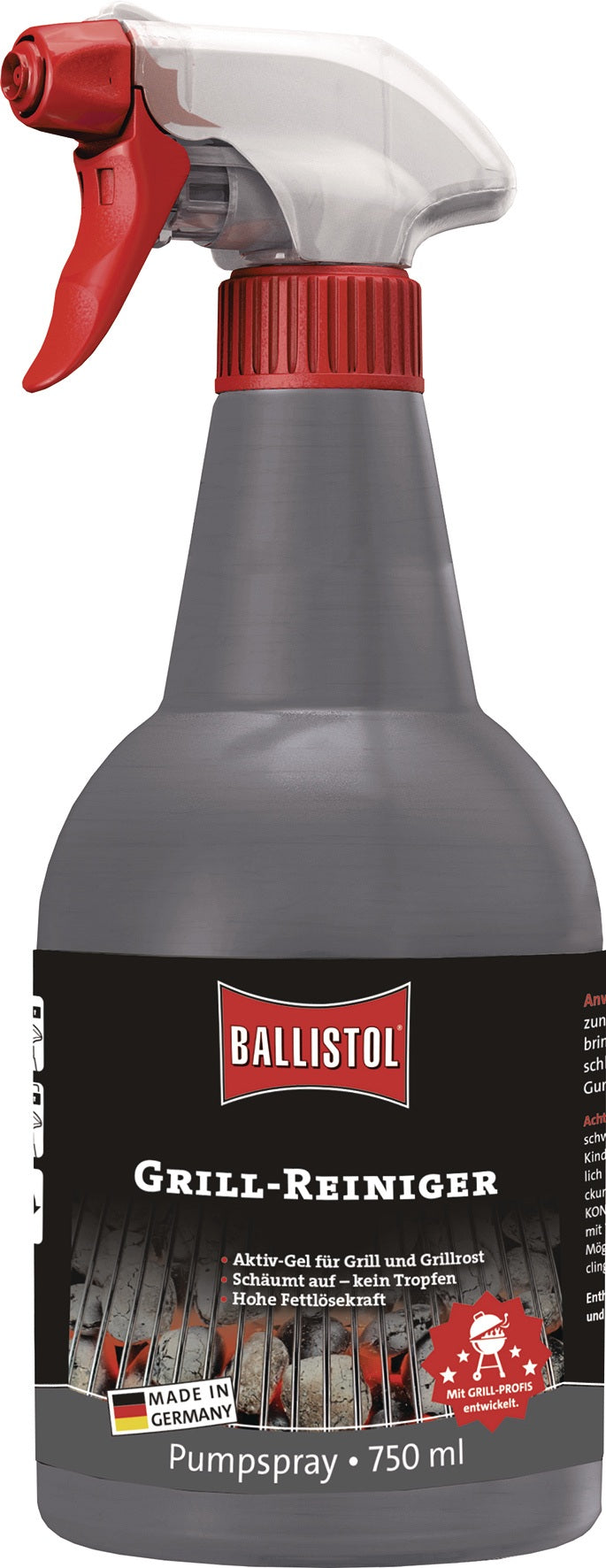 BALLISTOL Grillreiniger 150 ml Sprühflasche – Aktiv-Schaum mit hoher Fettlösekraft, 6er-Pack