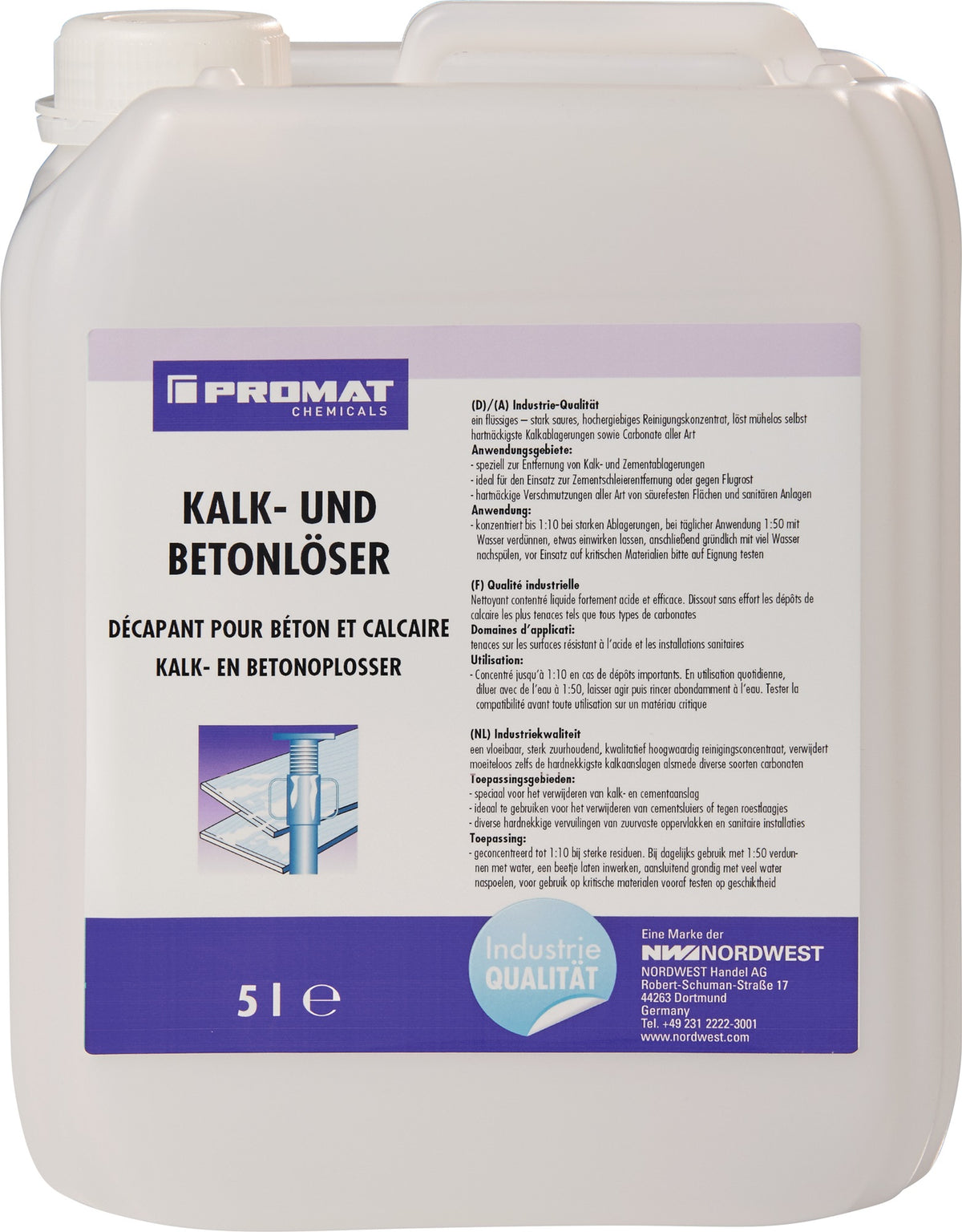 Kalk-/Betonlöser 5 l Kanister PROMAT CHEMICALS – Stark saures Reinigungskonzentrat