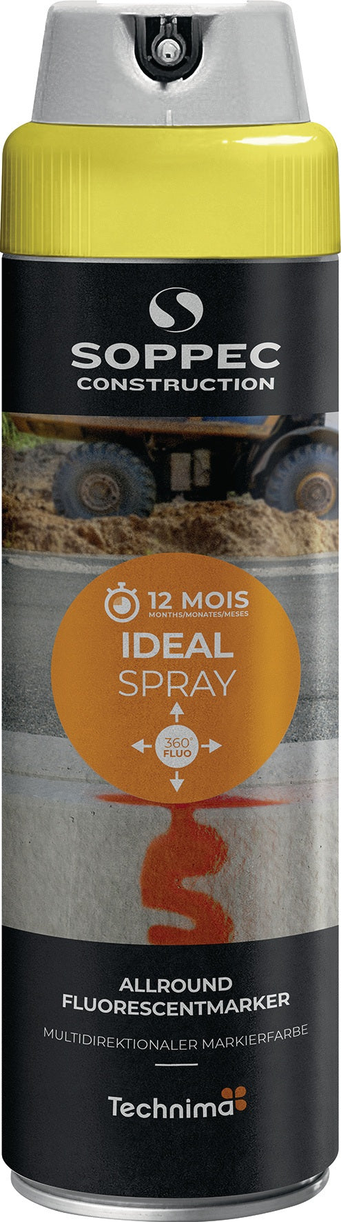 SOPPEC Markierungsspray IDEAL neonpink 500 ml – 360° Sprühdüse, 12er-Pack