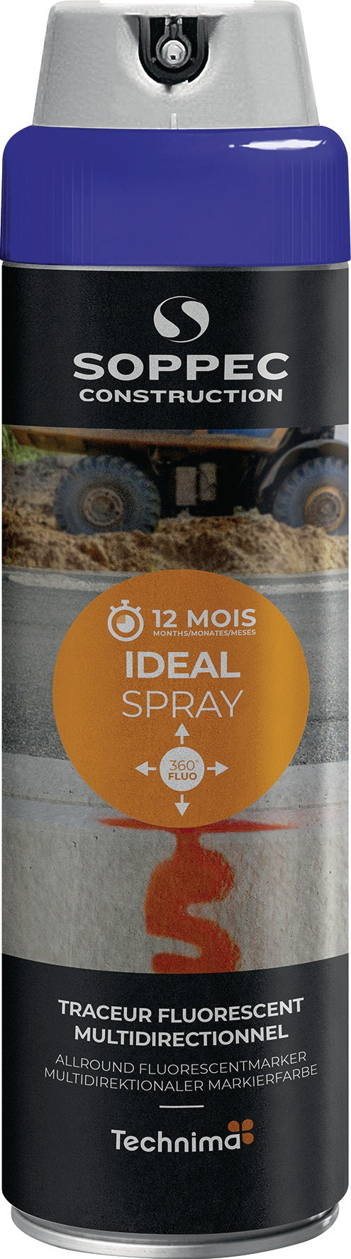 SOPPEC Markierungsspray IDEAL neonpink 500 ml – 360° Sprühdüse, 12er-Pack