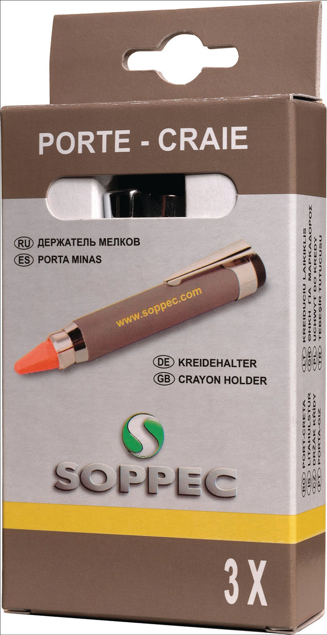 SOPPEC Kreidehalter für runde & eckige Kreiden 120 mm – 3 Stück pro Schachtel
