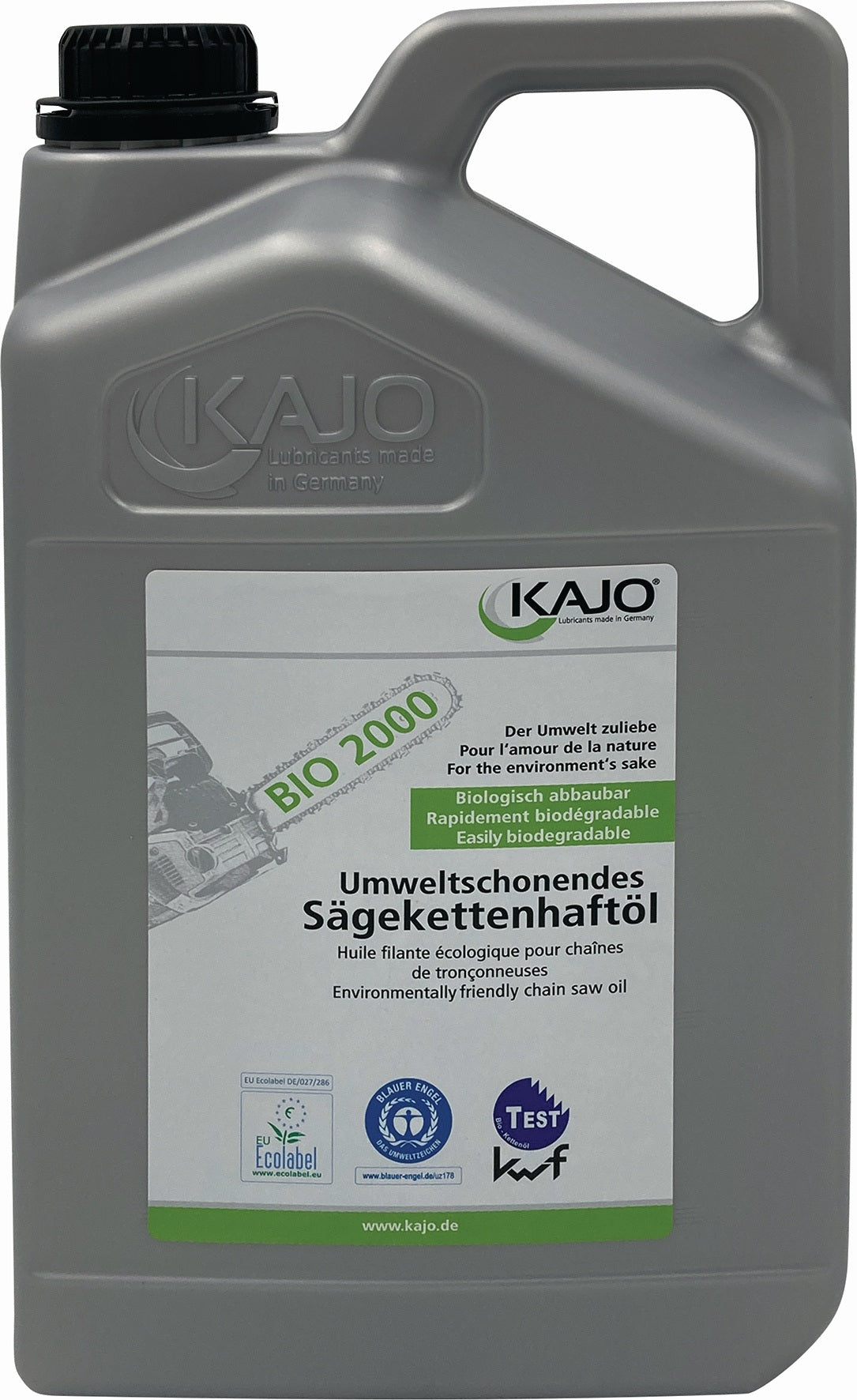 KAJO Sägekettenhaftöl BIO 2000 1l Flasche – 76 mm²/s, 90% nachwachsende Rohstoffe