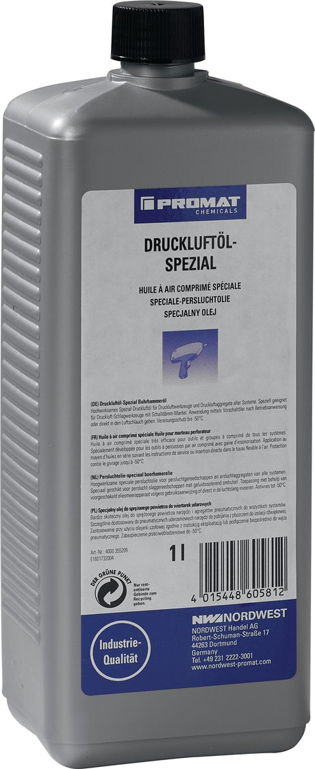 PROMAT CHEMICALS Druckluftspezialöl 1 l Flasche – Schmierung und Entwässerung