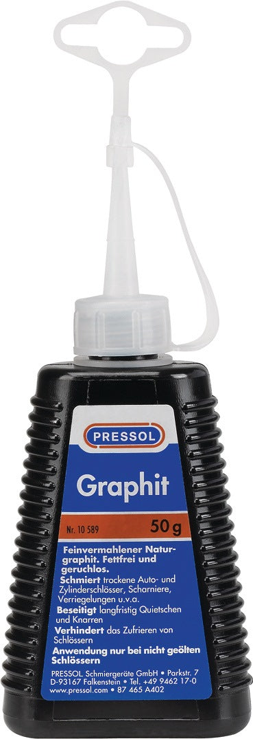 PRESSOL Graphit 50g Spritzkännchen – feinvermahlen, fettfrei, für Schlösser & Scharniere