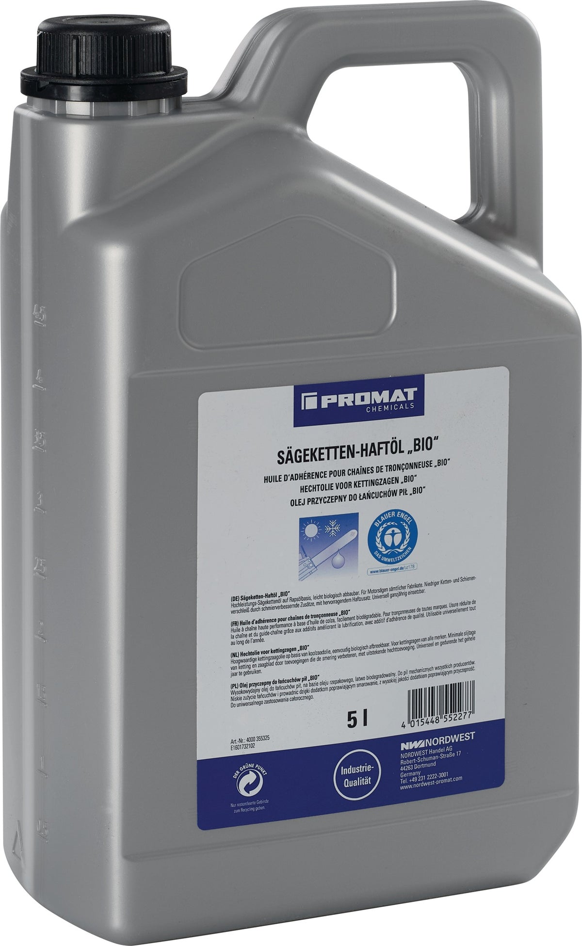 PROMAT CHEMICALS Sägekettenhaftöl BIO 52 mm²/s – 10x 1l Flaschen, umweltfreundlich, Blauer Engel
