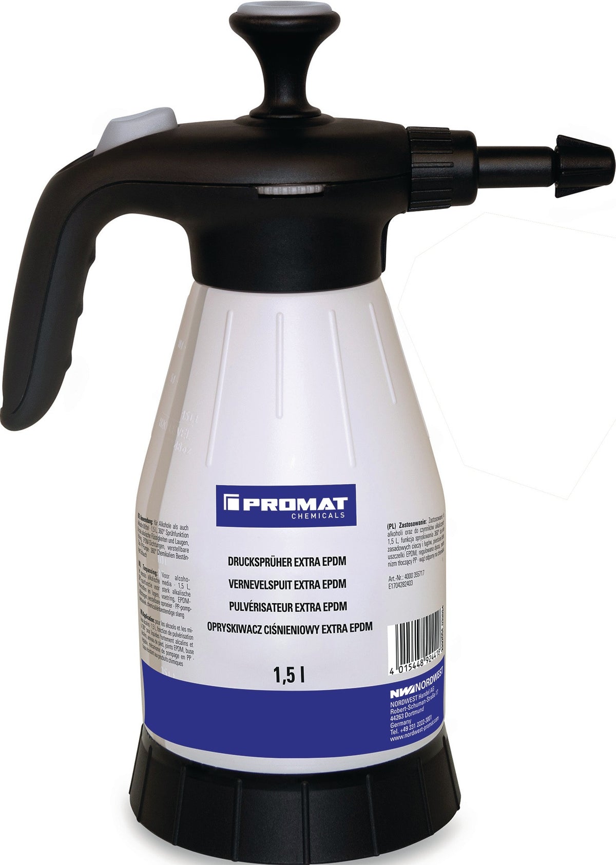 Drucksprüher 360° FPM 1,5 l PROMAT CHEMICALS – Chemikalienbeständig, 3 bar