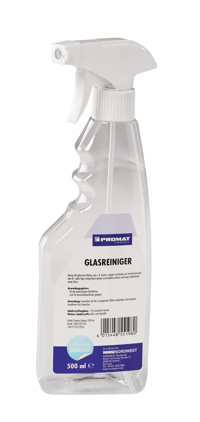 PROMAT CHEMICALS Glasreiniger 500 ml Sprühflasche – 12 Stück Profi-Pack