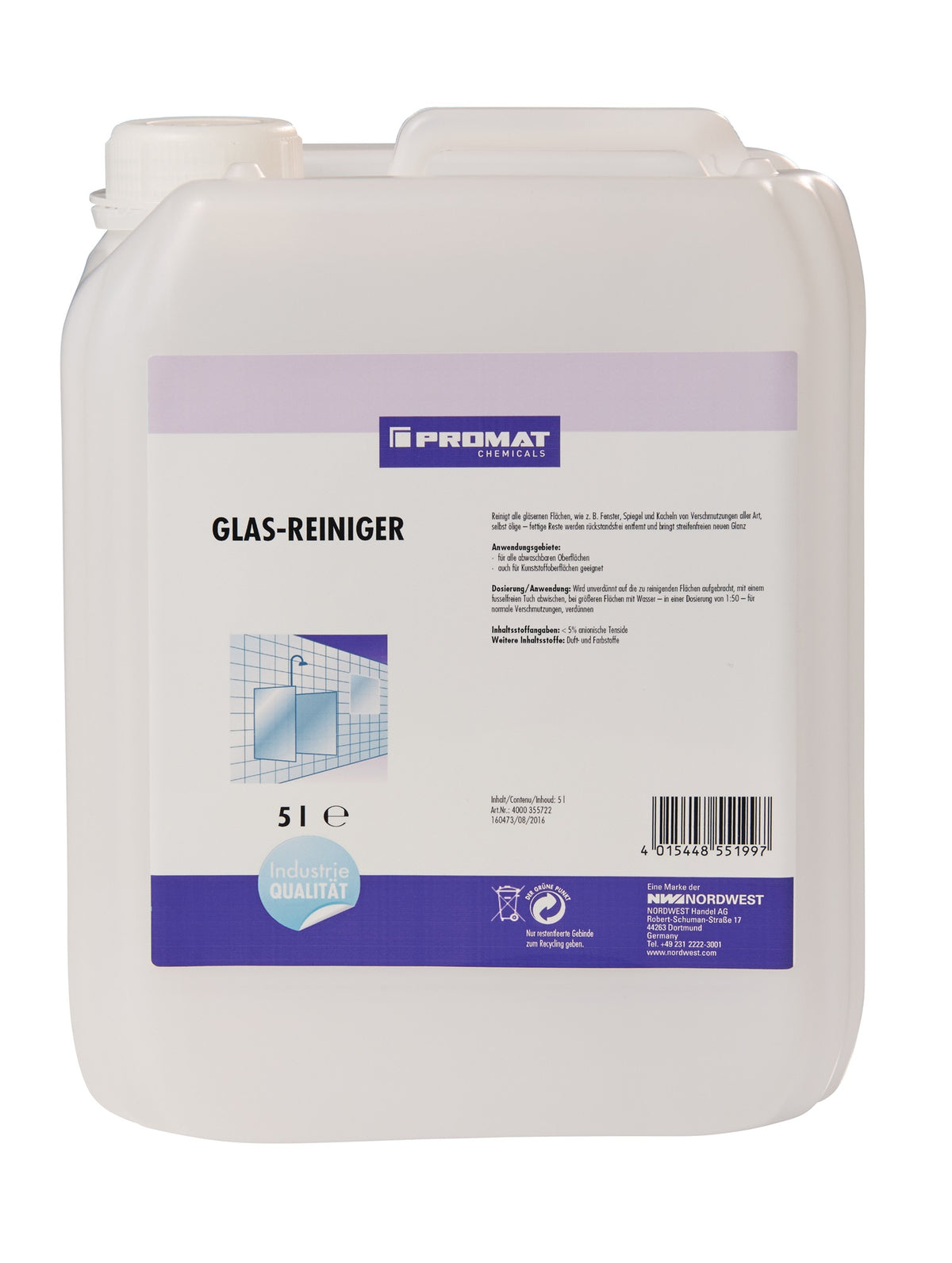 PROMAT CHEMICALS Glasreiniger 500 ml Sprühflasche – 12 Stück Profi-Pack