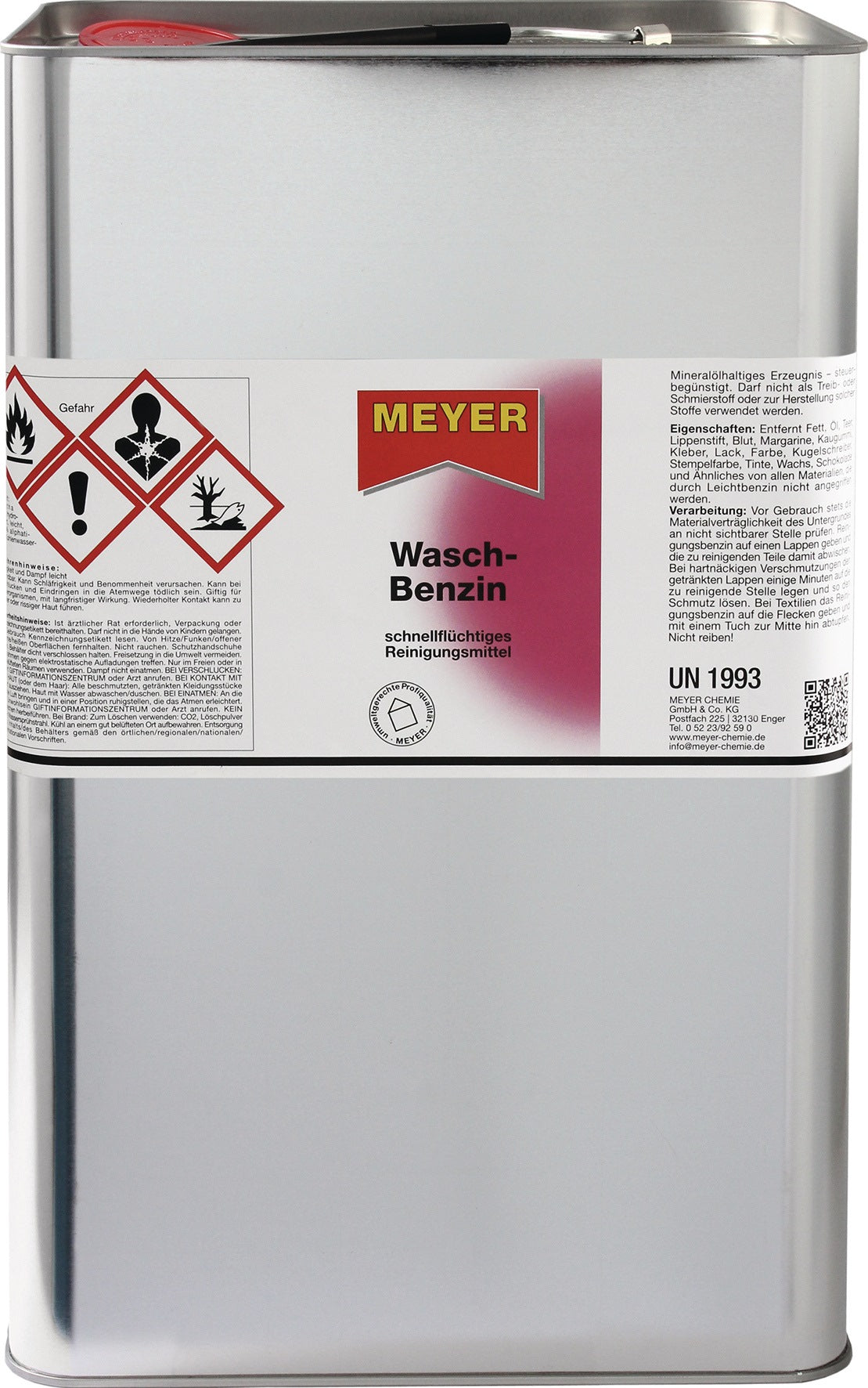 MEYER Waschbenzin 1 l Flasche – Reiniger für Fett und Schmutz, 6er-Pack
