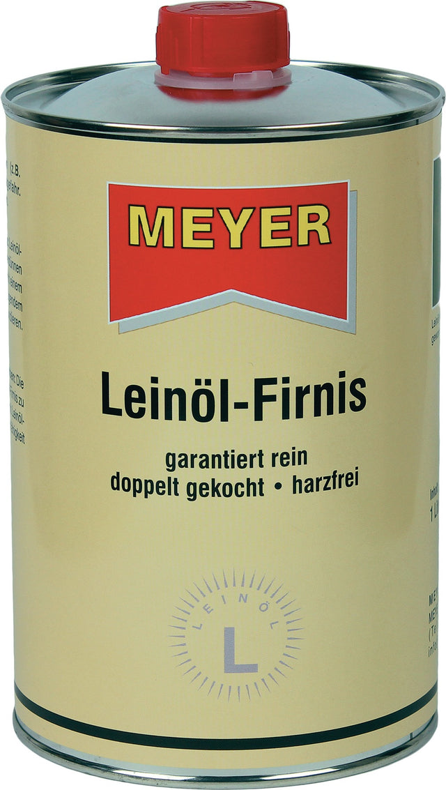 Meyer Leinöl-Firnis honigfarben 1l Dose – doppelt gekocht, harzfrei, 6er-Pack