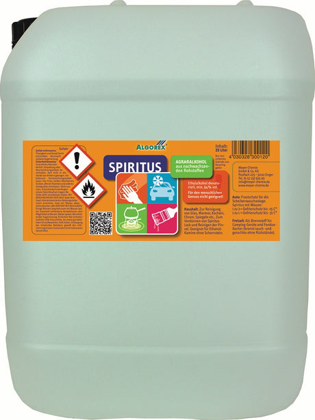 Brennspiritus 1l Flasche ALGOREX von Meyer-Chemie – 94 vol.% Bio-Alkohol