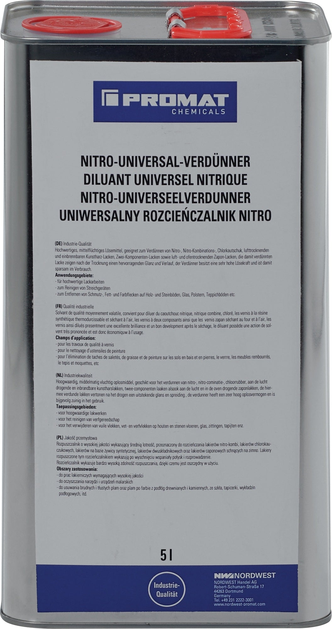 PROMAT CHEMICALS Nitrouniversalverdünner 1l Dose – Hohe Lösekraft für Lacke & Reinigung