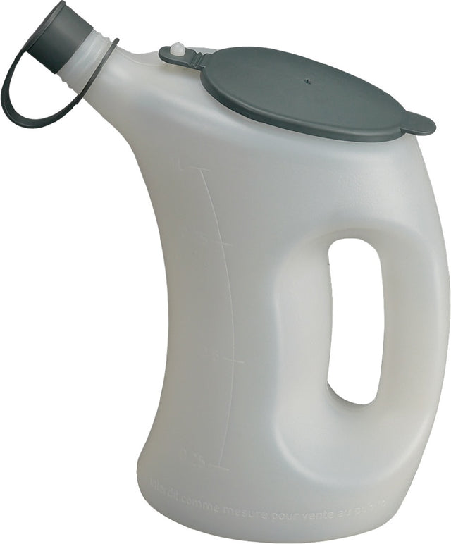 PRESSOL Messbecher 1 l HDPE mit Schutzdeckel und Schutzkappe am Auslauf – 6 Stück