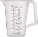 PRESSOL Messbecher 0,5 l mit blau bedruckter Skala aus Polypropylen – transparent, lebensmittelecht