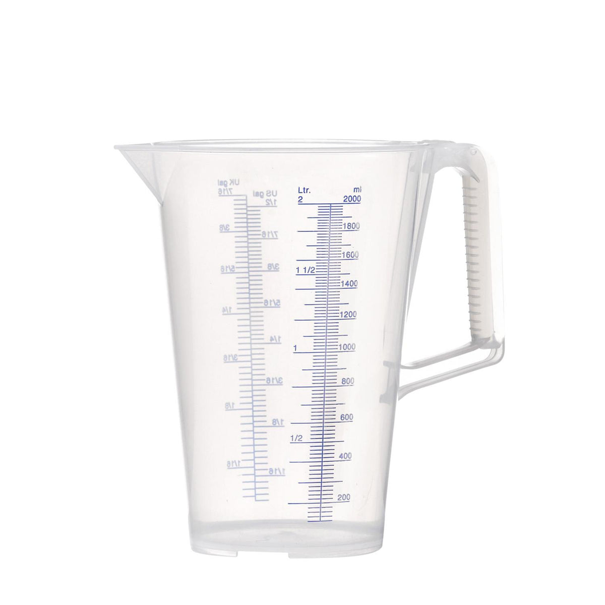 PRESSOL Messbecher 0,5 l mit blau bedruckter Skala aus Polypropylen – transparent, lebensmittelecht
