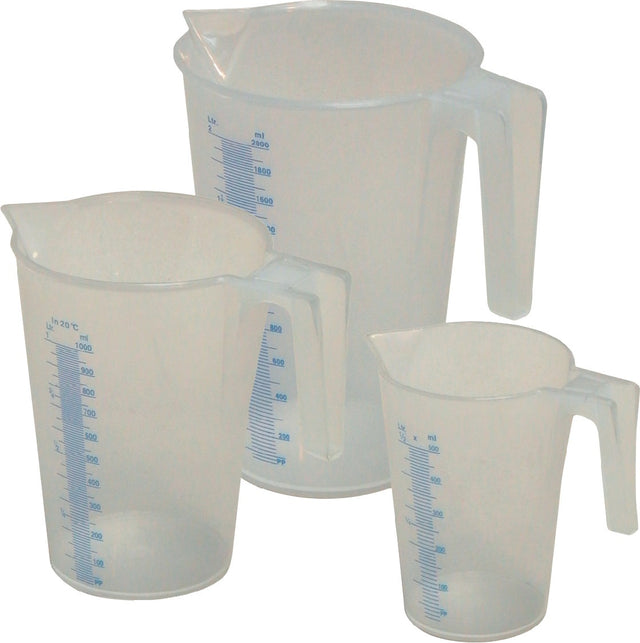 MATO Messbecher-Set 3-teilig PP 0,5/1/2 l – Flüssigkeitsmessbecher Typ J