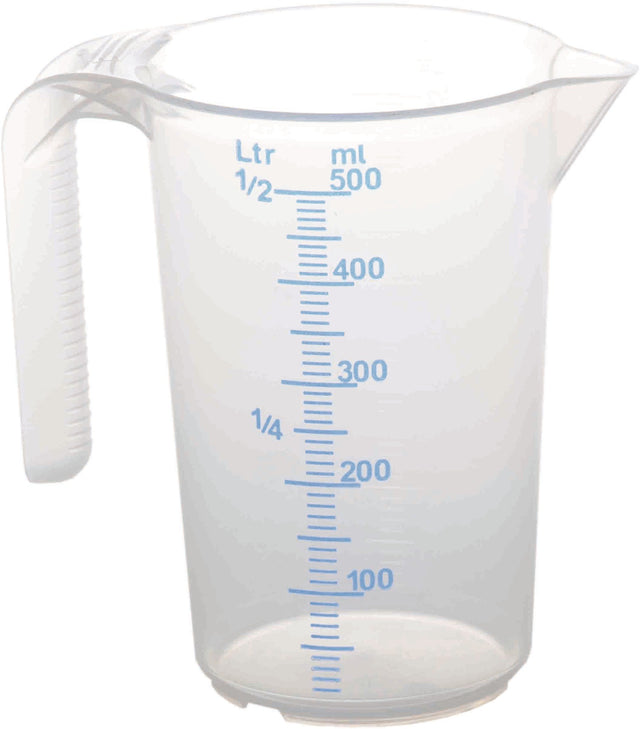 MAX4CAR Messbecher 0,5l PP – Transparent, mit 2 Skalen, temperaturbeständig
