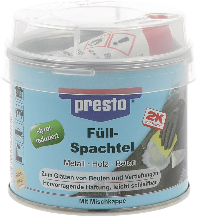 PRESTO 2K-Füllspachtel ocker mit Härter rot 250g Dose – 6 Stück