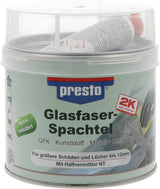 PRESTO 2K-Glasfaserspachtel grau-grün mit rotem Härter, 250g Dose