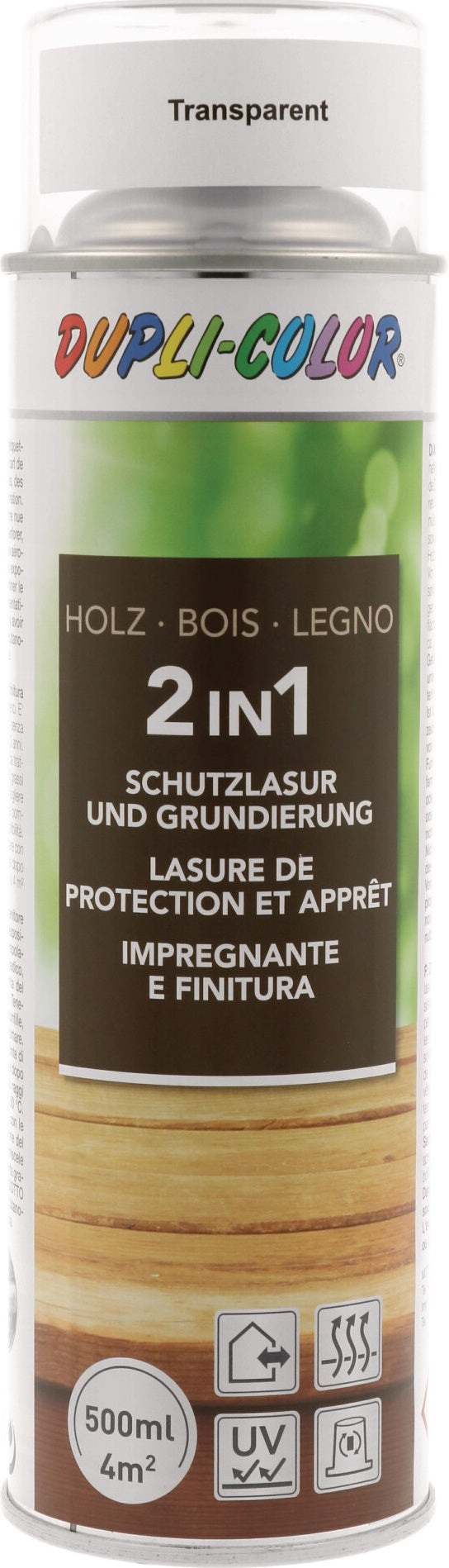 DUPLI-COLOR Holzschutzlasur 2in1 transparent 500 ml Spraydose