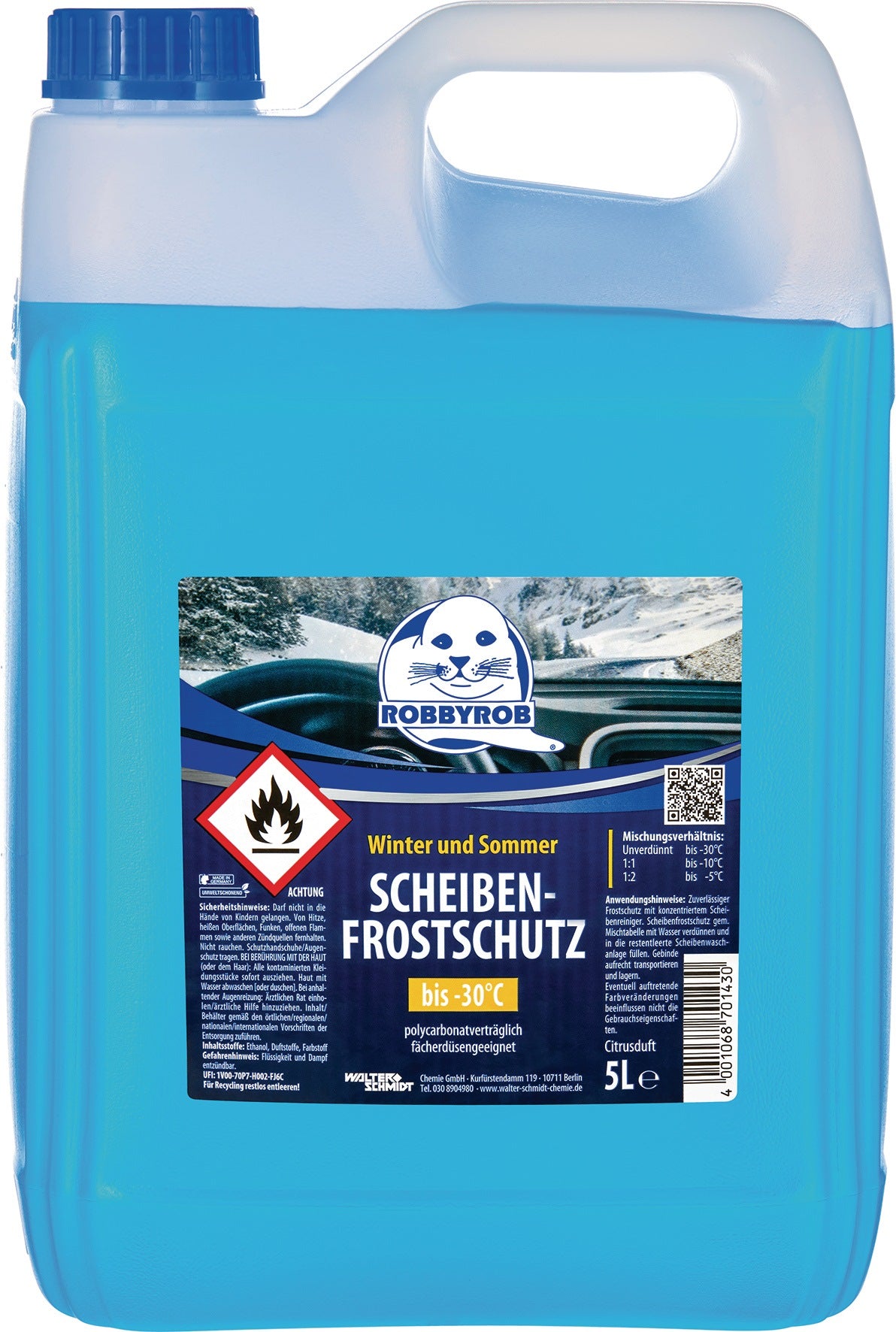 ROBBYROB Scheibenreiniger mit Frostschutz bis -30°C, 5 l Stapelkanister, gebrauchsfertig