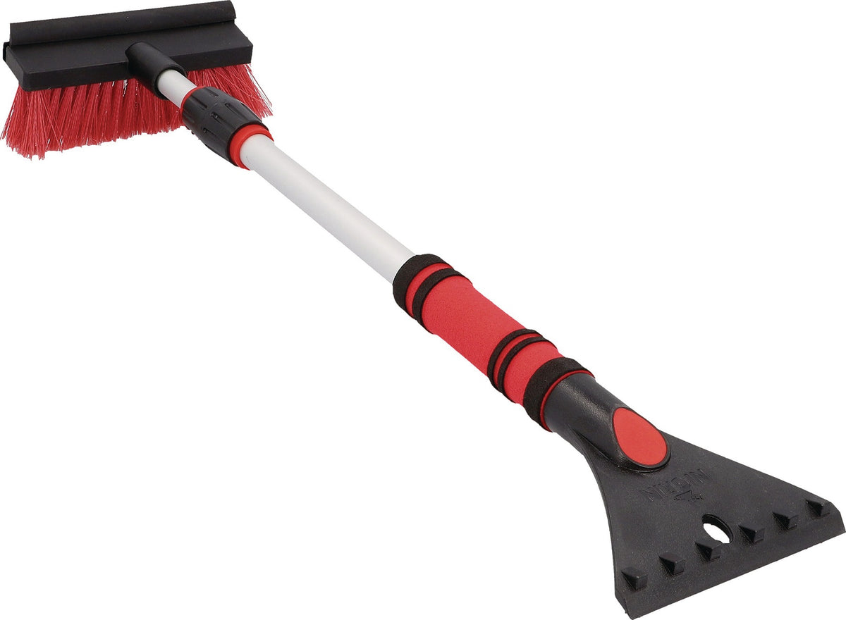 NIGRIN Eisschaber mit Schneebesen 2in1 Teleskop 115 mm Eisschabkante, 60 cm, schwarz-rot
