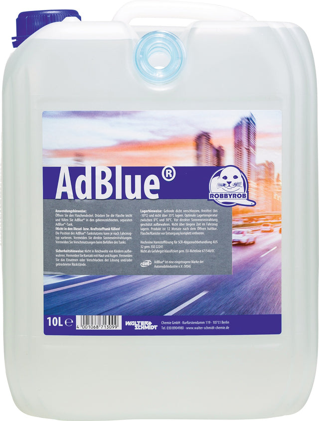 ROBBYROB AdBlue® Harnstofflösung 10l Kanister mit Einfüllhilfe – AUS 32 nach ISO 22241