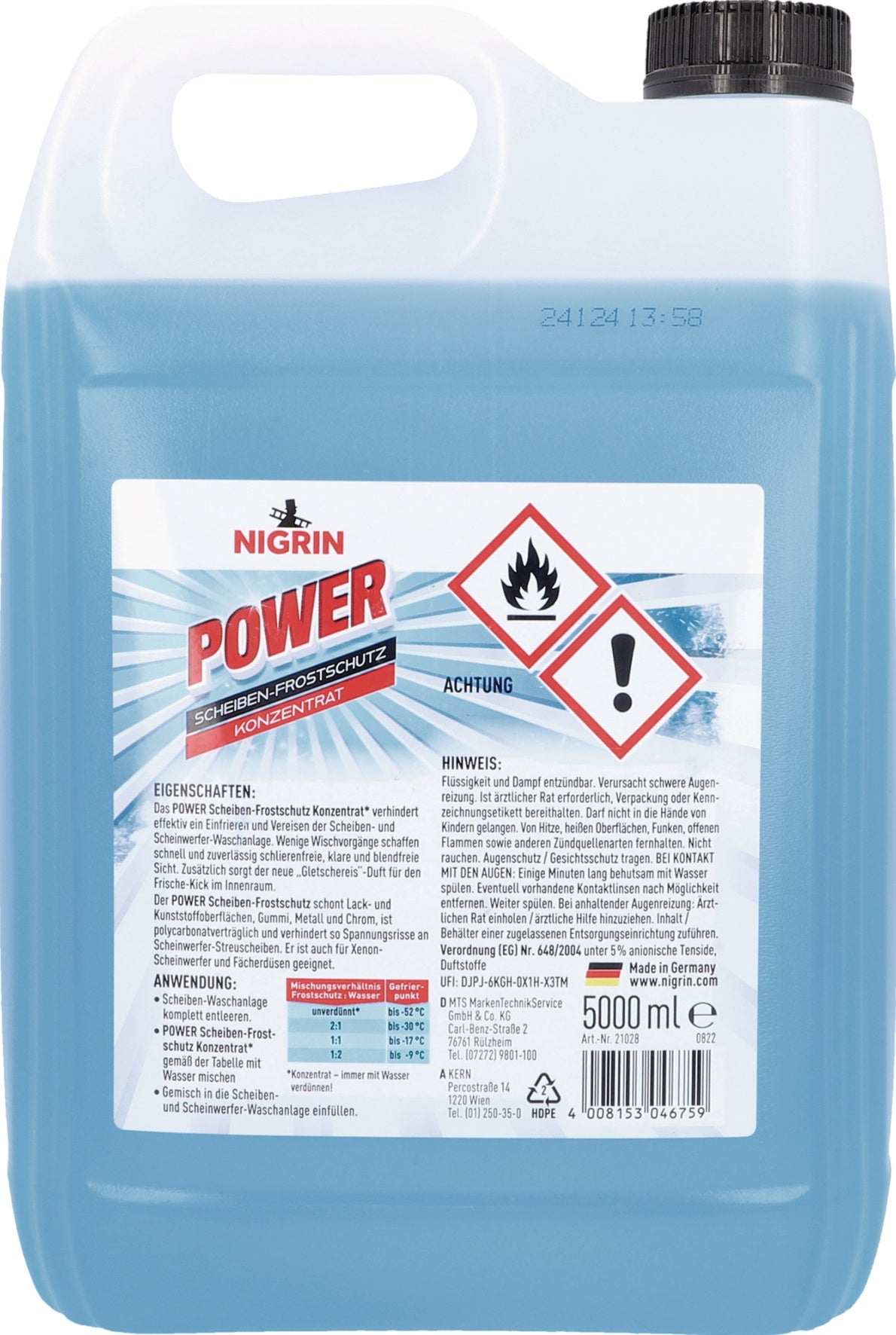 NIGRIN Scheiben-Frostschutz POWER Konzentrat 1l Flasche – bis -52 °C, 10er Pack